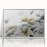 Framed acrylic wall art featuring an abstract design of colorful strokes and lines, set against a white background, ideal for modern home decor.