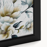 Abstract wall art featuring intricate strokes and lines in vibrant colors of blue, orange, and yellow, framed elegantly to enhance modern decor aesthetics.