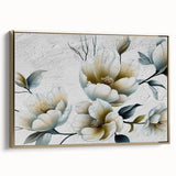 Framed canvas wall art showcasing an abstract design of gold strokes and lines, set against a modern background, perfect for contemporary home decor.