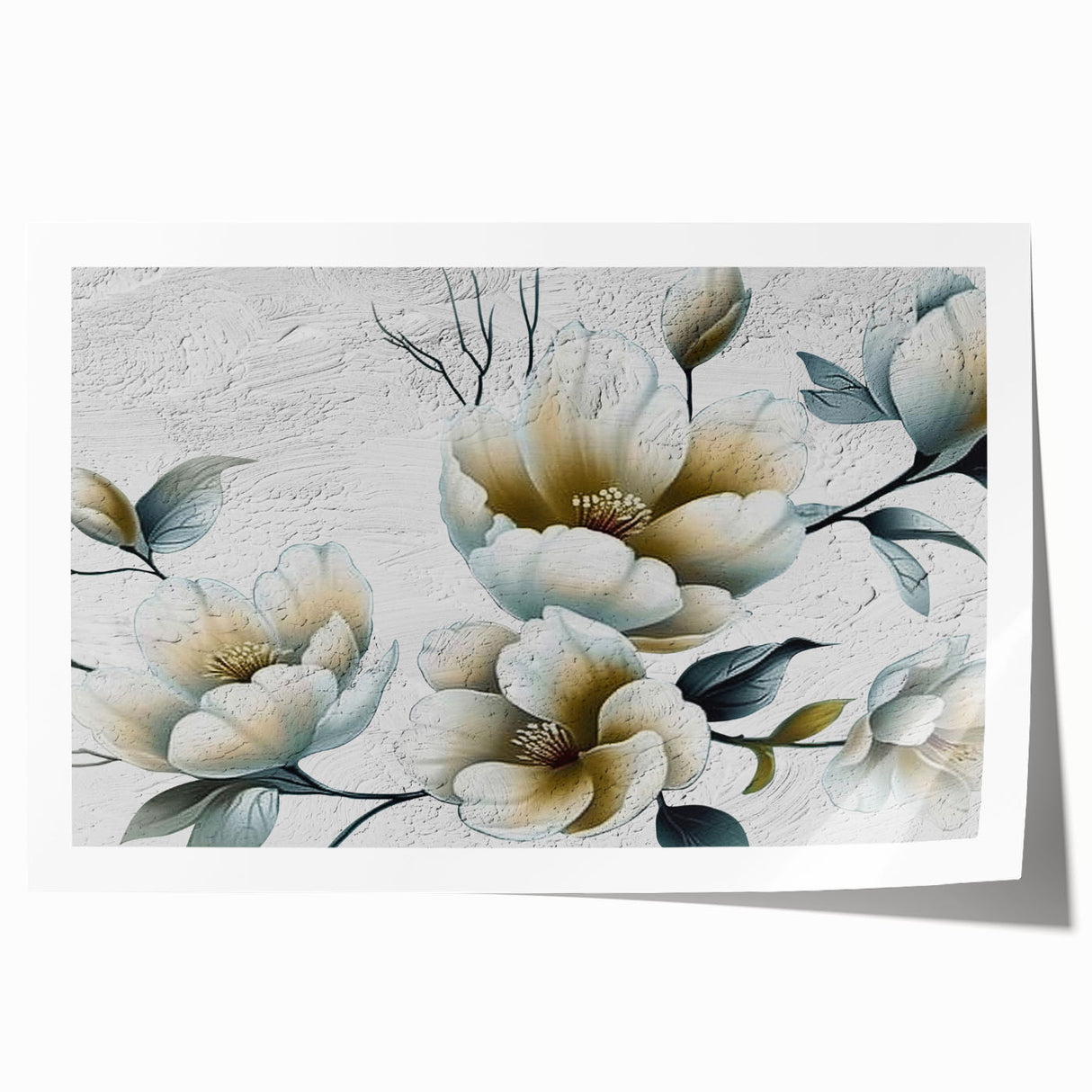 Abstract wall art print showcasing vibrant strokes and lines in shades of blue, orange, and yellow. Ideal for modern decor, enhancing any living space.