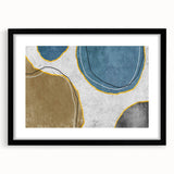 Abstract strokes and lines design in a black frame with matting, showcasing modern wall art perfect for contemporary decor. Ideal for adding artistic flair to living spaces.