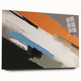 Abstract wall art collection showcasing vibrant strokes and lines in a modern design, displayed in acrylic glass with a sleek side view, perfect for contemporary decor.