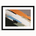 Abstract wall art featuring vibrant strokes and lines in a modern design, framed in black with a mat, perfect for contemporary home decor.
