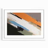 Abstract wall art featuring a modern design of colorful strokes and lines, framed in white with a mat. Perfect for contemporary home decor and artistic interiors.