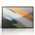 Framed abstract wall art featuring colorful strokes and lines on a black background, perfect for modern decor. Ideal for enhancing living spaces with artistic flair.