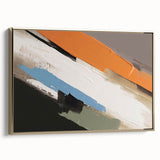 Framed canvas wall art showcasing an abstract design of gold strokes and lines, adding a modern touch to home decor with its elegant side view presentation.