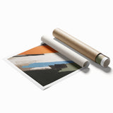 Abstract wall art print featuring vibrant strokes and lines in a mix of blue, yellow, and red colors, showcasing a contemporary design perfect for modern decor.