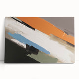Abstract canvas wall art showcasing vibrant strokes and lines in blue, orange, and yellow hues, perfect for modern home decor or artistic focal points.