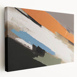 Abstract canvas wall art showcasing a vibrant collection of colorful strokes and lines, designed to enhance modern interiors. The stretched canvas offers a side view, highlighting its depth and texture, perfect for adding a contemporary touch to any room decor.