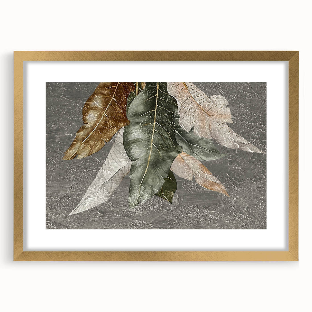 Abstract strokes and lines wall art framed in gold with a mat, showcasing a modern design that enhances contemporary home decor. Ideal for stylish interiors.