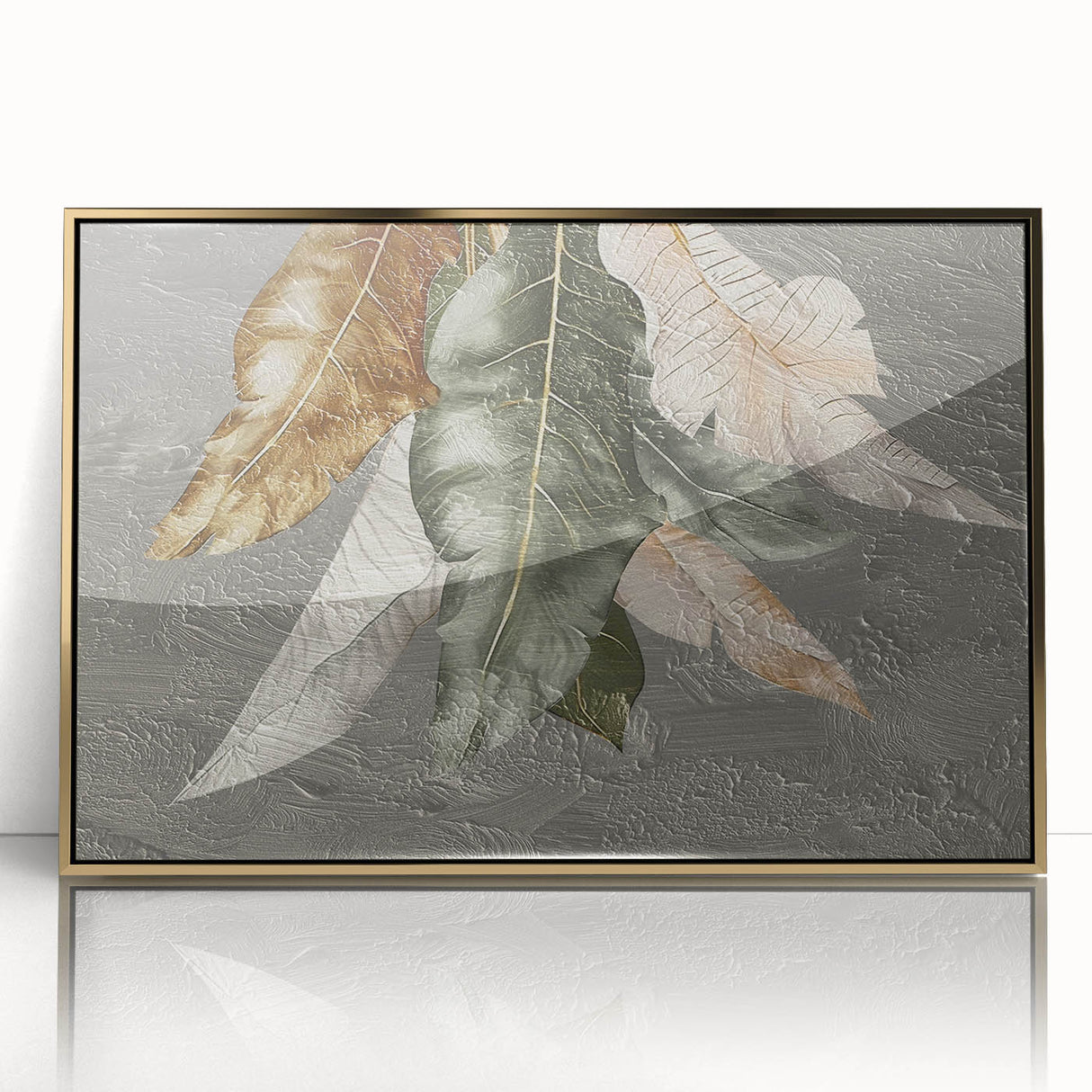 Framed wall art featuring an abstract design of colorful strokes and lines in gold, perfect for modern decor. This piece adds a vibrant touch to any room.