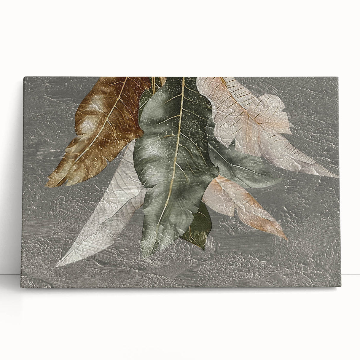 Abstract wall art design featuring vibrant strokes and lines in shades of blue, pink, and gold, printed on stretched canvas, perfect for modern home decor.