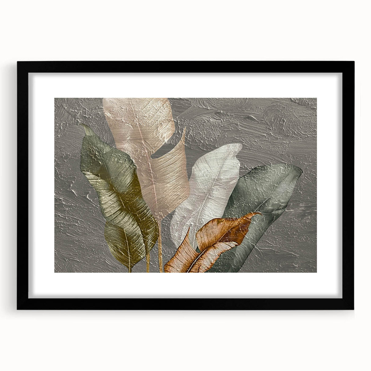 Abstract wall art featuring bold strokes and lines in a modern design, framed with a black mat, ideal for contemporary home decor. Perfect for adding a stylish touch to any living space or office environment.