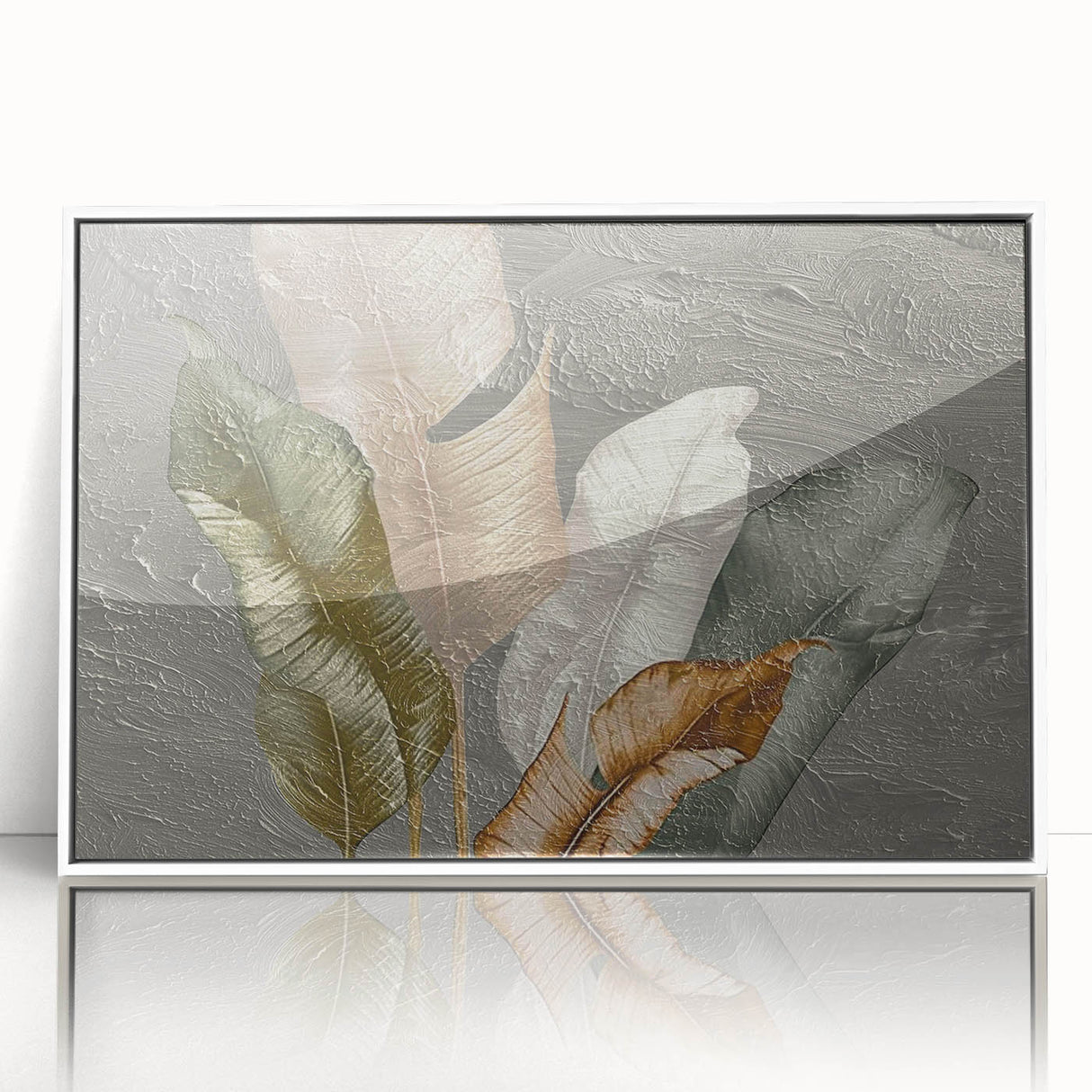 Framed wall art featuring an abstract design with colorful strokes and lines, set against a white background, ideal for modern home decor.