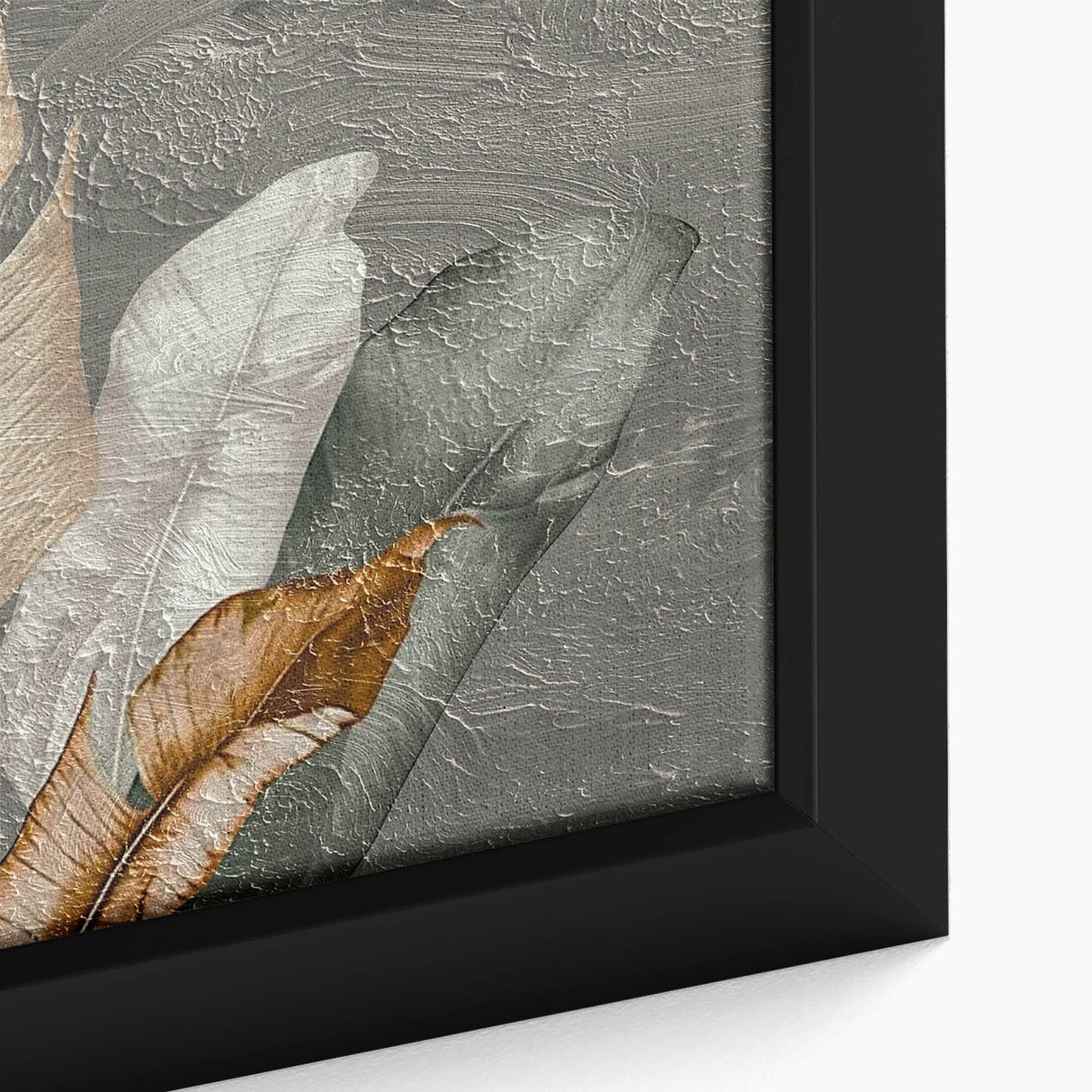 Close-up of a framed canvas art piece showcasing abstract strokes and lines in vibrant colors, ideal for modern home decor, enhancing artistic ambiance.