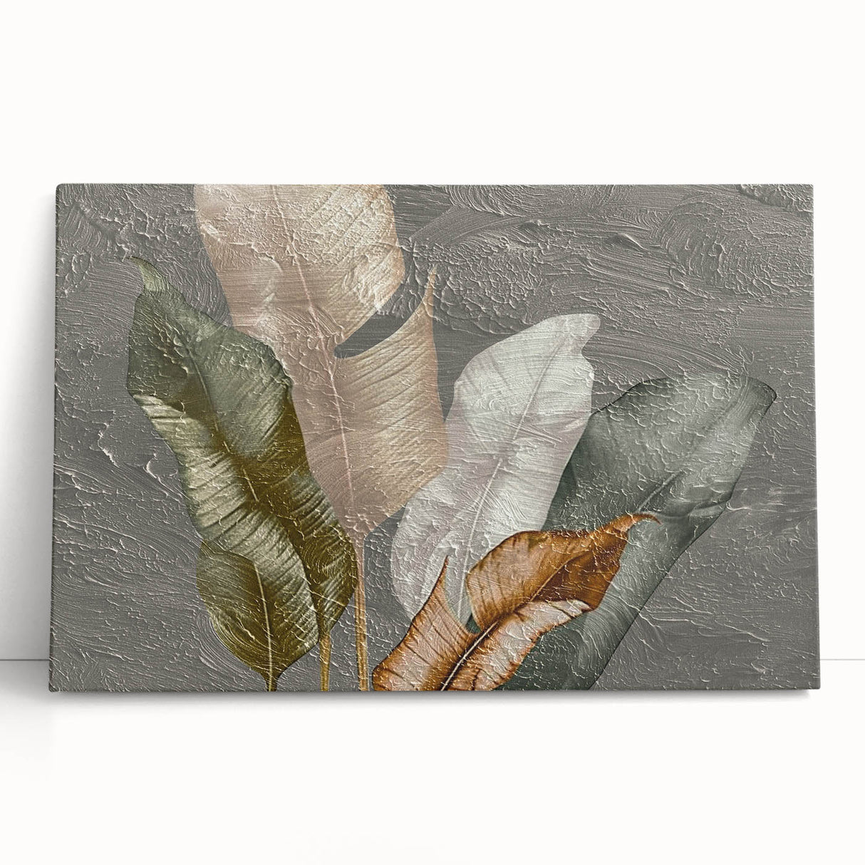 Abstract strokes and lines in earthy tones create a modern wall art piece on stretched canvas, ideal for contemporary home decor. Perfect for adding sophistication to any space.