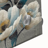 Close-up of a vibrant abstract wall art piece showcasing dynamic strokes and lines in bold colors, printed on acrylic glass for modern decor. Ideal for contemporary interiors, this artwork adds a striking visual element to any space.