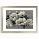 Abstract wall art featuring dynamic strokes and lines in a silver frame with matting, showcasing a modern design ideal for contemporary decor.