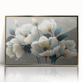 Framed wall art featuring an abstract design of gold strokes and lines on a white background, showcasing modern elegance and sophistication for contemporary decor.