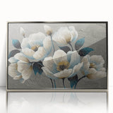 Framed wall art showcasing an abstract design of colorful strokes and lines in a sleek silver frame, ideal for modern home decor and artistic interiors.