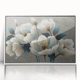 Framed acrylic wall art featuring an abstract design of colorful strokes and lines on a white background, ideal for modern home decor and artistic interiors.