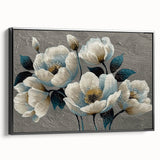 Framed canvas wall art showcasing an abstract design of vibrant strokes and lines in a modern aesthetic. The piece features a sleek black frame, enhancing its contemporary appeal for stylish home décor.