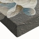 Close-up of an abstract strokes and lines design on stretched canvas wall art, showcasing vibrant colors and dynamic patterns, perfect for modern decor enhancement.