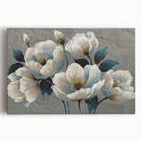 Abstract canvas wall art featuring vibrant strokes and lines in shades of blue, orange, and gold, ideal for modern home decor. This piece adds a dynamic touch to any interior space.