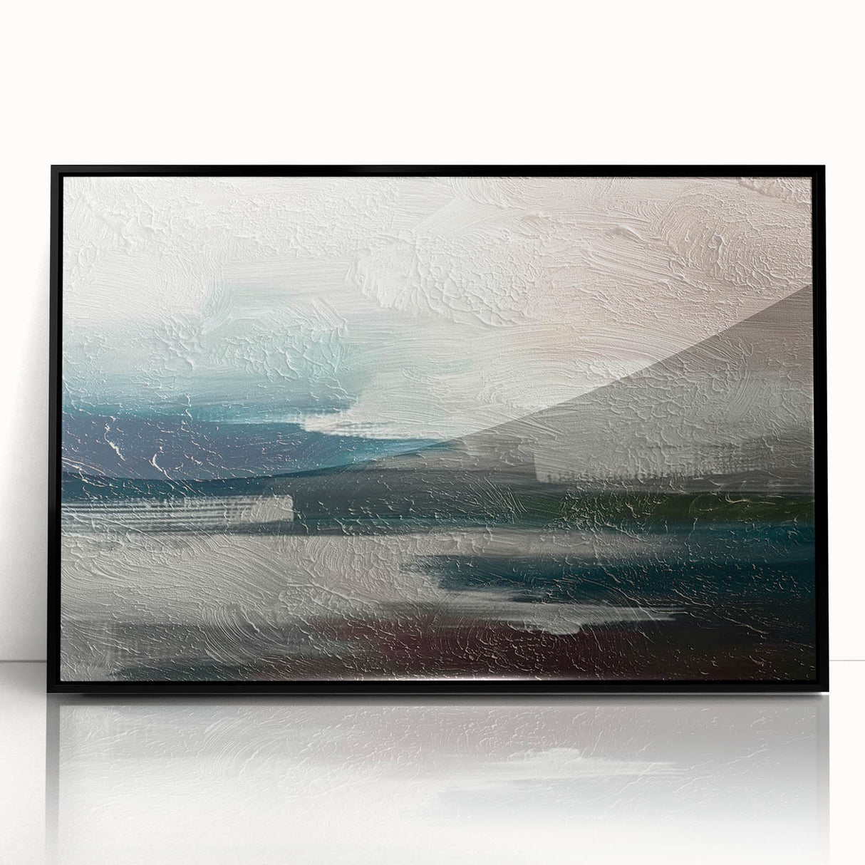 Framed wall art piece showcasing abstract strokes and lines in vibrant colors, presented in a sleek black frame, ideal for modern home decor.