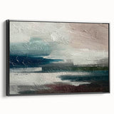 Framed canvas wall art showcasing an abstract design with bold strokes and lines in a modern color palette, featuring a sleek black frame, perfect for contemporary decor.
