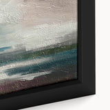 Close-up of a framed canvas showcasing an abstract strokes and lines design in vibrant colors, perfect for modern home decor and artistic expression.