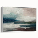 Framed canvas wall art showcasing an abstract design of strokes and lines in soft white tones, perfect for modern home decor, highlighting elegance and simplicity.