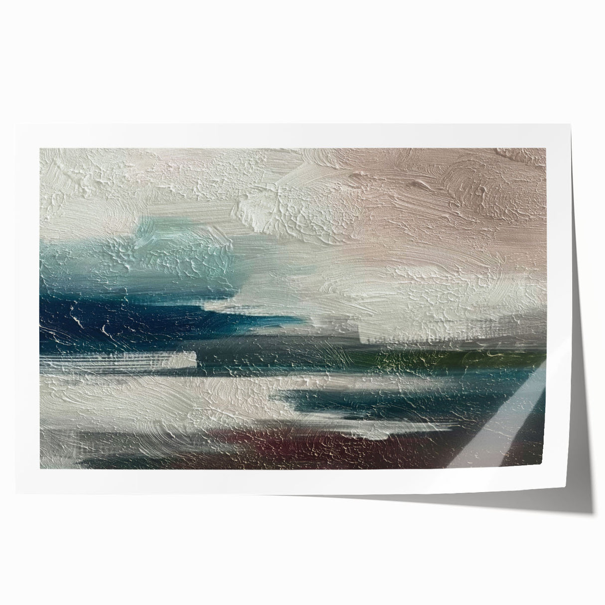 Abstract wall art print featuring dynamic strokes and lines in vibrant hues of blue, orange, and gold, perfect for modern decor and artistic expression.