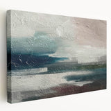 Stretched canvas wall art showcasing an abstract design with vibrant strokes and lines in shades of blue, orange, and yellow, perfect for modern home decor.