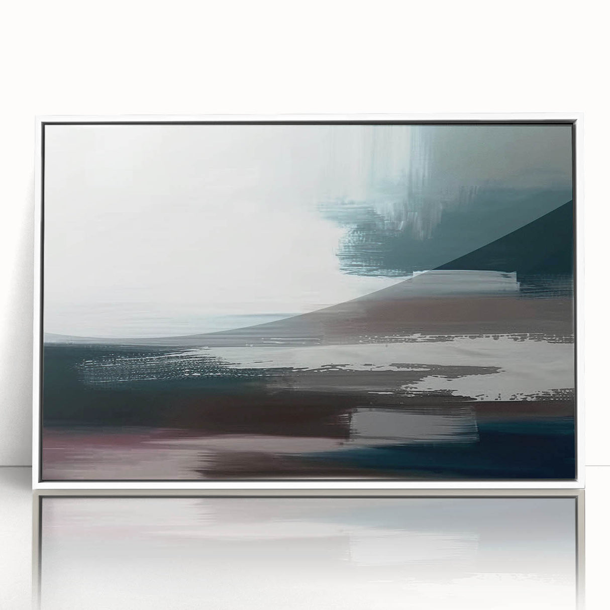 Framed acrylic wall art showcasing an abstract design of colorful strokes and lines, featuring a modern aesthetic with a white frame, perfect for contemporary decor.