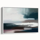 Framed canvas wall art showcasing an abstract design of colorful strokes and lines on a white background, perfect for modern home decor.