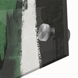 Close-up of a vibrant abstract wall art piece featuring dynamic strokes and lines in bold colors, printed on acrylic glass for a modern aesthetic. Perfect for contemporary interior decor.