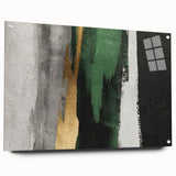 Abstract wall art featuring a vibrant composition of colorful strokes and lines, displayed in a sleek acrylic frame with visible mounting pins, perfect for modern decor.