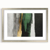 Abstract wall art design showcasing elegant strokes and lines in soft muted colors, framed with a sleek silver matte, perfect for modern decor enhancement.