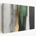 Abstract wall art featuring vibrant strokes and lines in a modern design, printed on stretched canvas, showcasing a side view of its textured finish.