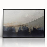 Framed wall art showcasing a modern abstract design with bold strokes and lines in black and white, perfect for contemporary home decor.