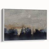 Framed canvas wall art featuring an abstract design of colorful strokes and lines, displayed in a stylish white frame, perfect for modern home decor.