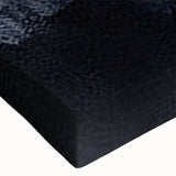 Close-up of a vibrant abstract wall art piece featuring intricate strokes and lines in shades of blue, orange, and gold, designed for modern interior decor. This stretched canvas artwork adds a contemporary touch to any living space.