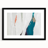 Abstract wall art design featuring black strokes and lines on a white background, elegantly framed with a mat, perfect for modern decor.