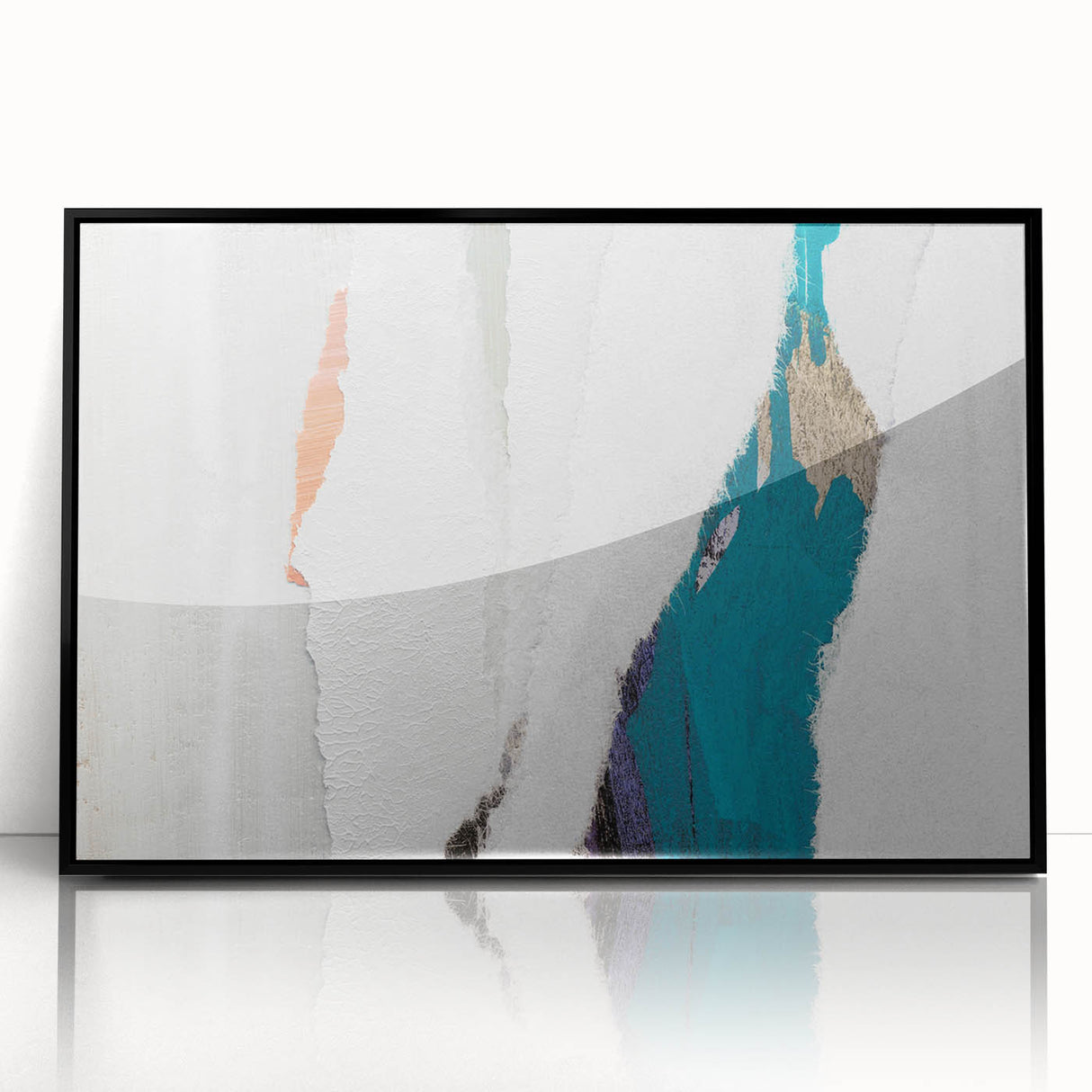 Framed wall art showcasing an abstract design of colorful strokes and lines on acrylic, perfect for modern decor enhancements.