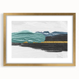 Abstract strokes and lines in a modern design, featuring a gold frame with matting, ideal for contemporary home decor and wall art enthusiasts.