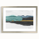 Abstract wall art design featuring strokes and lines in a modern style, framed with a silver mat, perfect for contemporary decor in living spaces or offices.