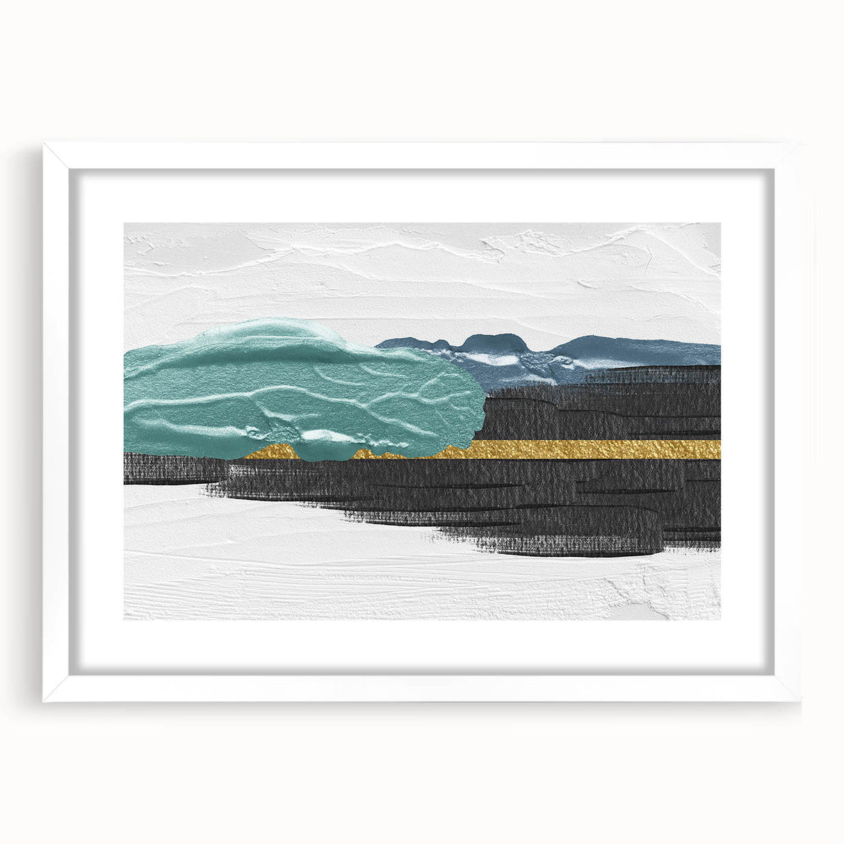 Abstract wall art design with vibrant strokes and lines in a white frame, featuring a contemporary aesthetic perfect for modern home decor.