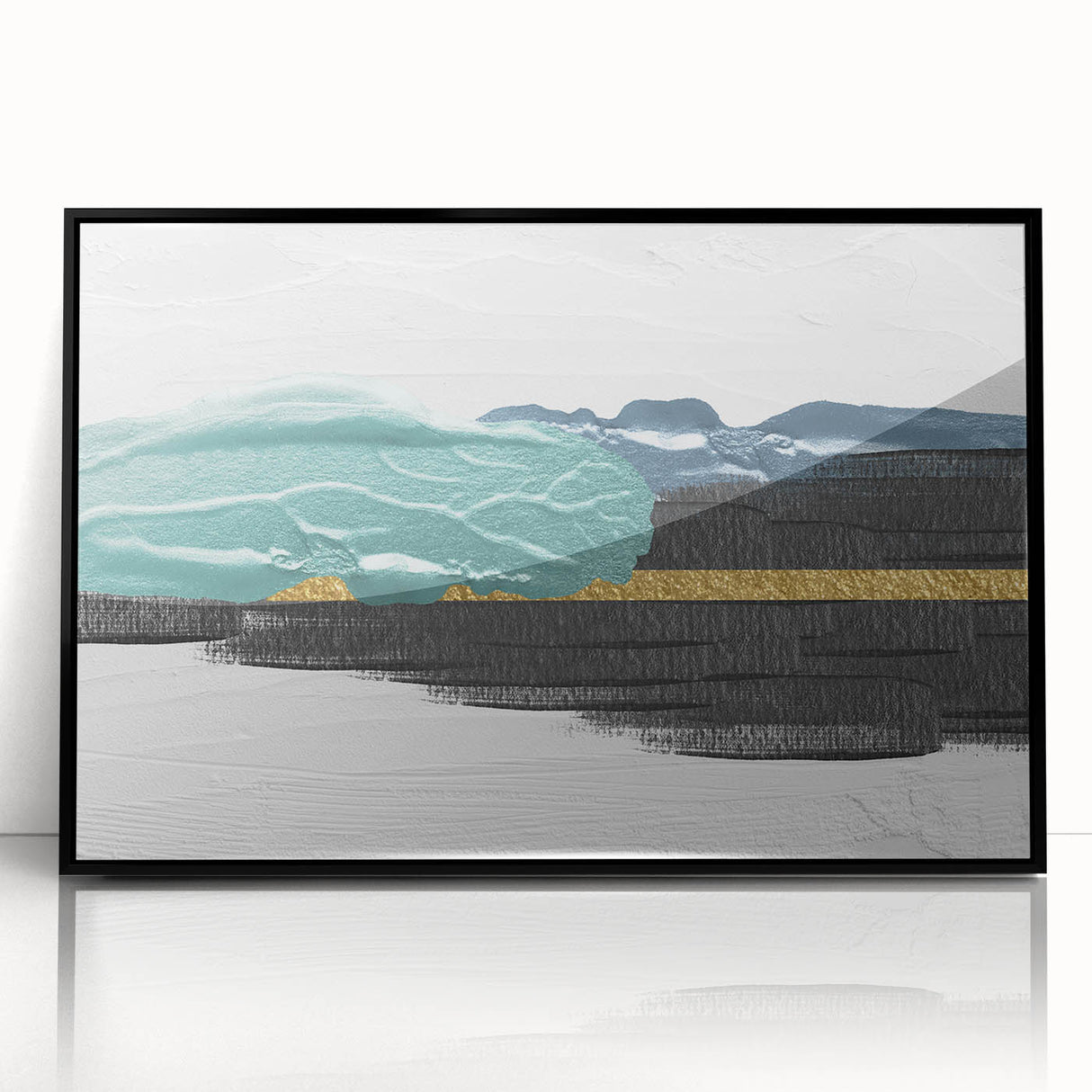 Framed acrylic wall art showcasing an abstract design of bold strokes and lines in black, perfect for modern decor, enhancing any living space with artistic flair.