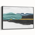 Framed abstract wall art featuring dynamic strokes and lines in black and gray, displayed from the side, perfect for modern decor. Ideal for enhancing artistic spaces.